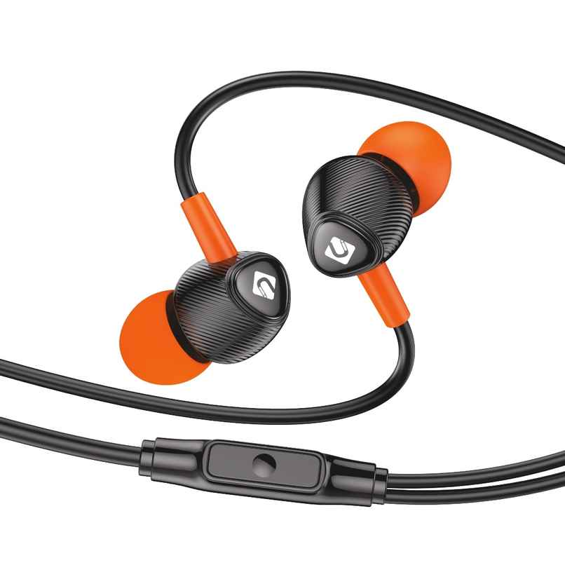 U&i Lock Stereo Earphone | Magnet Buds | 1.2m Cord | Black-Orange