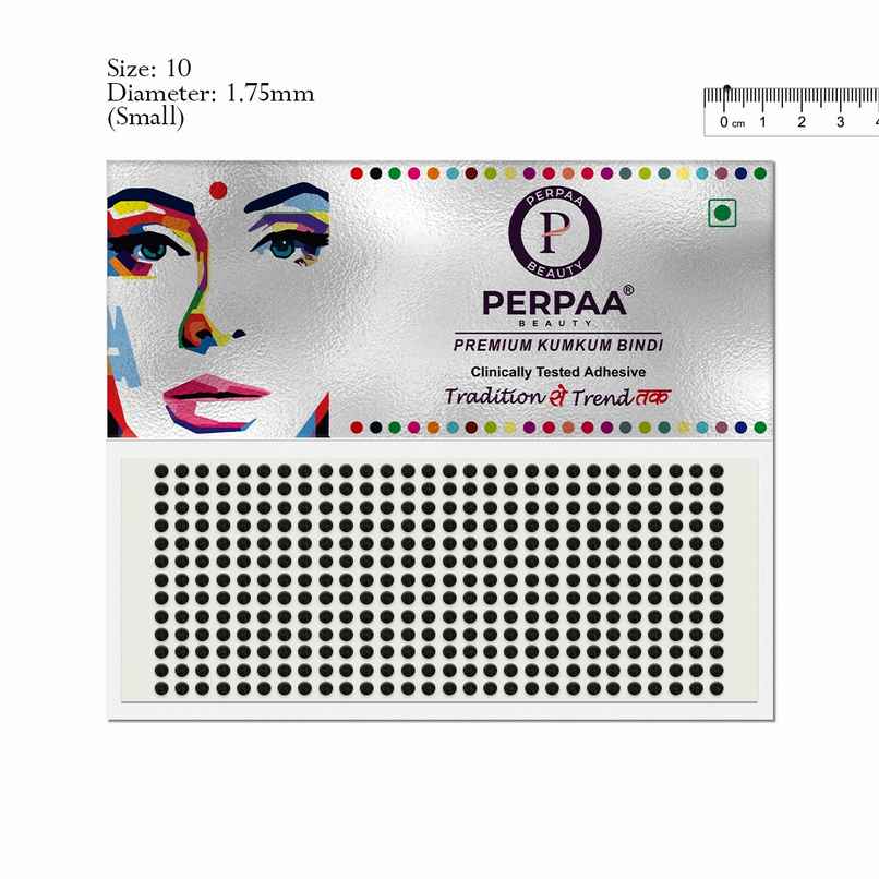 PERPAA Black Bindi | 1 Flap | Size 10 Diameter 1.75| Round KumkumBindi for women PERPAA Black Bindi | 1 Flap | Size 10 Diameter 1.75| Round KumkumBindi for women