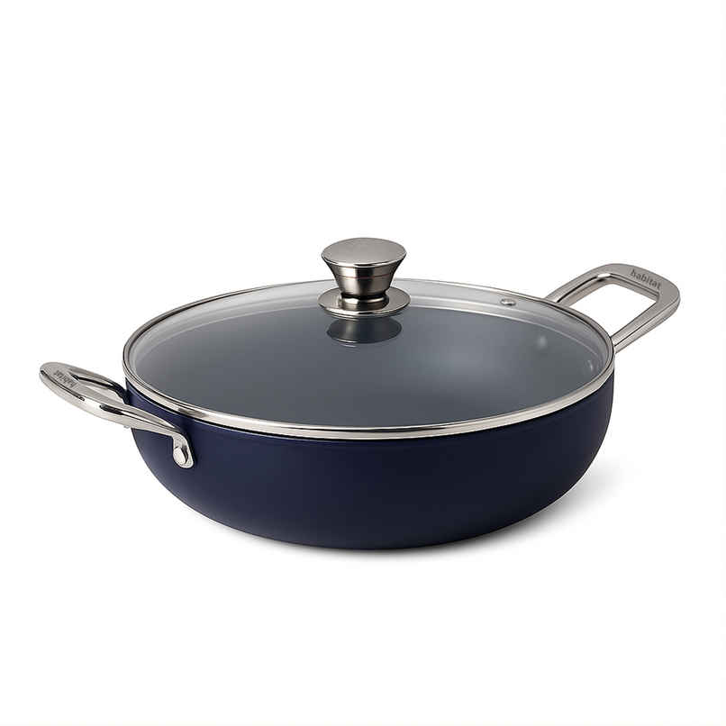 Habitat Ceramic Kadai With Glass Lid Xtreme Coating 28 Cm