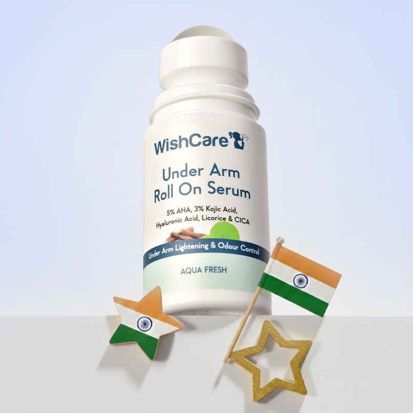 Wishcare Under Arm Roll On Serum - 5% Aha 3% Kojic Acid - Underarm Lightening & Odour Control -Aqua