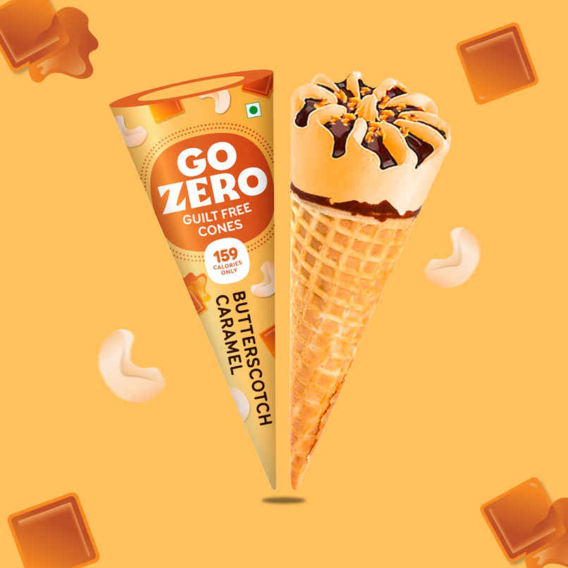 Go Zero Butterscotch Caramel Low Calorie Guilt Free Ice Cream Cone