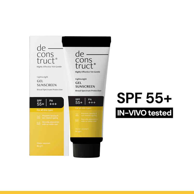 Deconstruct Gel Sunscreen SPF 55+ PA+++ | In Vivo Tested | Matte, Lightweight & Airy, Non-greasy Deconstruct Gel Sunscreen SPF 55+ PA+++ | In Vivo Tested | Matte, Lightweight & Airy, Non-greasy