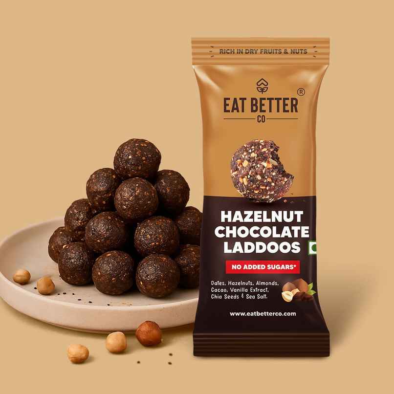 Eat Better Co - Hazelnut & Chocolate Laddoos - No Added Sugar - High Protein, 100% Natural