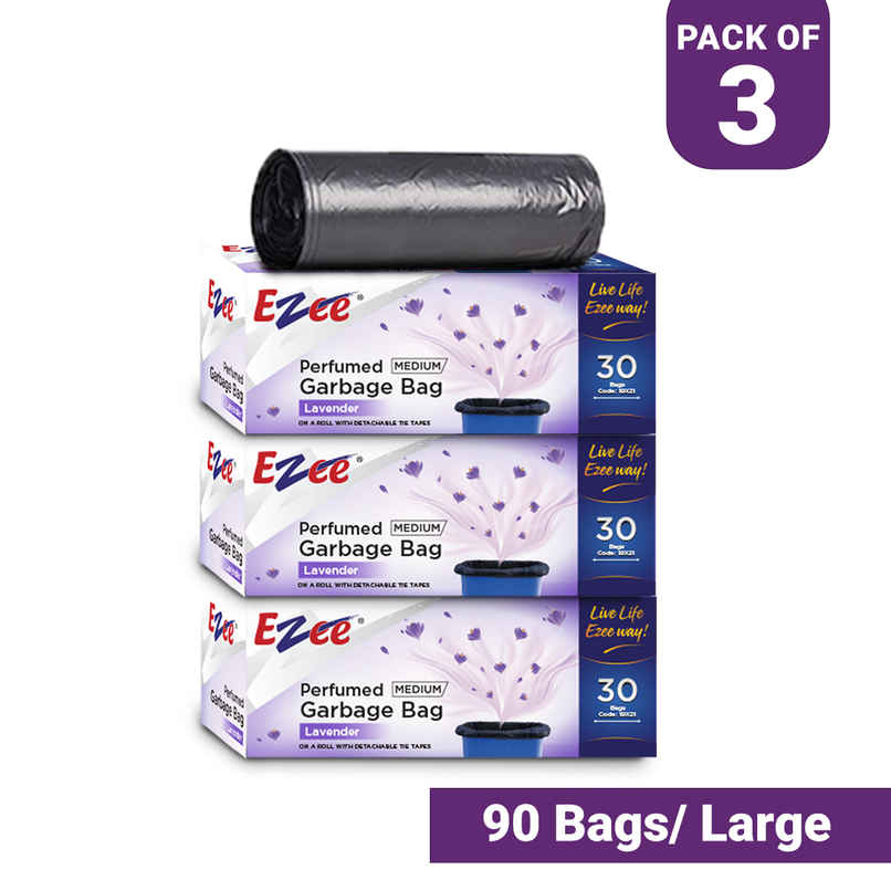 EZEE Lavender Fragrance Garbage Bag - Biofriendly | Black - Medium