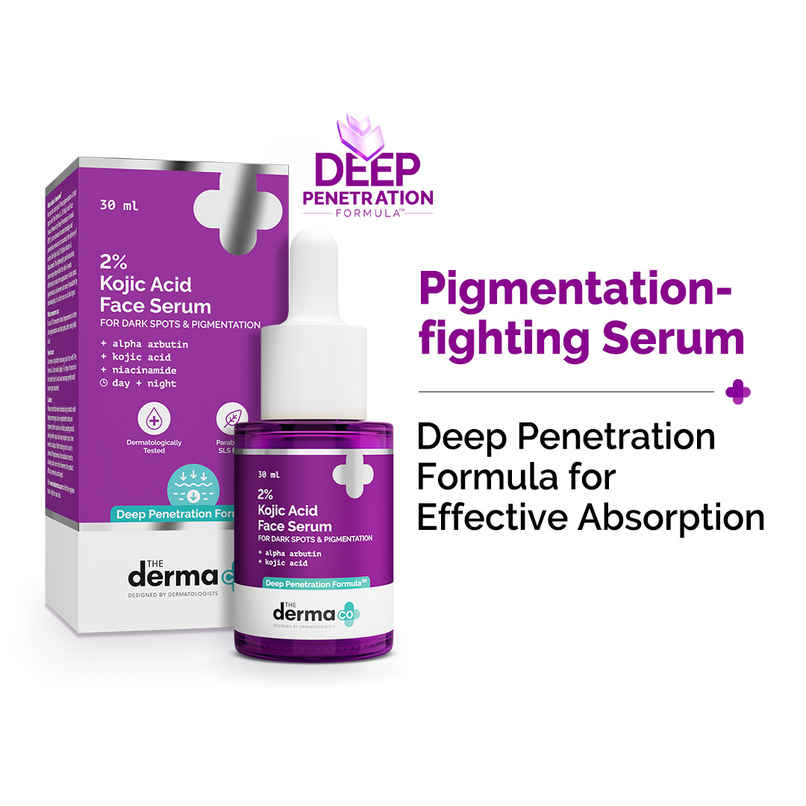 The Derma Co 2% Kojic Acid Face Serum for Dark spots reduction, Pigmentation & Blemishes