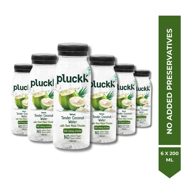 Pluckk Natural Tender Coconut Water With Real Malai Chunks|Hydration With Potassium & Electrolytes
