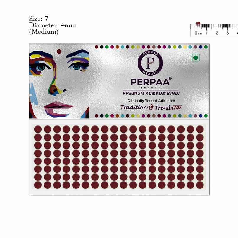 PERPAA Bindi Dark Maroon | 1 Flap | Size 7 Diameter 4mm| Round Kumkum Bindi for women
