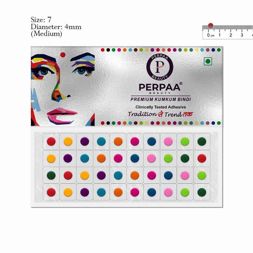 PERPAA Multicolor Bindi | 1 Flap | Size 7 Diameter 4mm| Round Kumkum Bindi for women PERPAA Multicolor Bindi | 1 Flap | Size 7 Diameter 4mm| Round Kumkum Bindi for women
