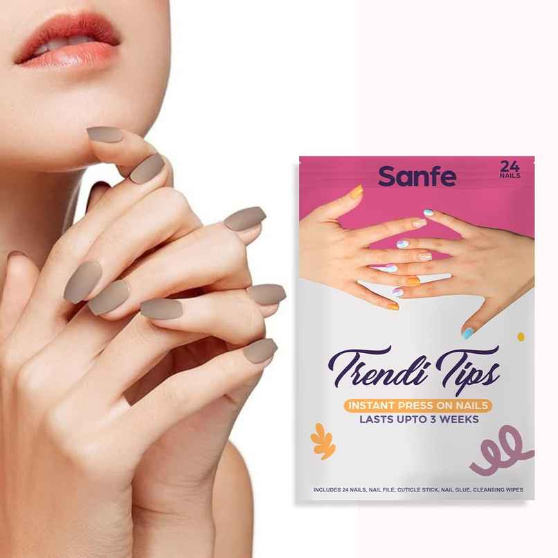 Sanfe Instant Stick On Nails - Classic Coffee Sanfe Instant Stick On Nails - Classic Coffee