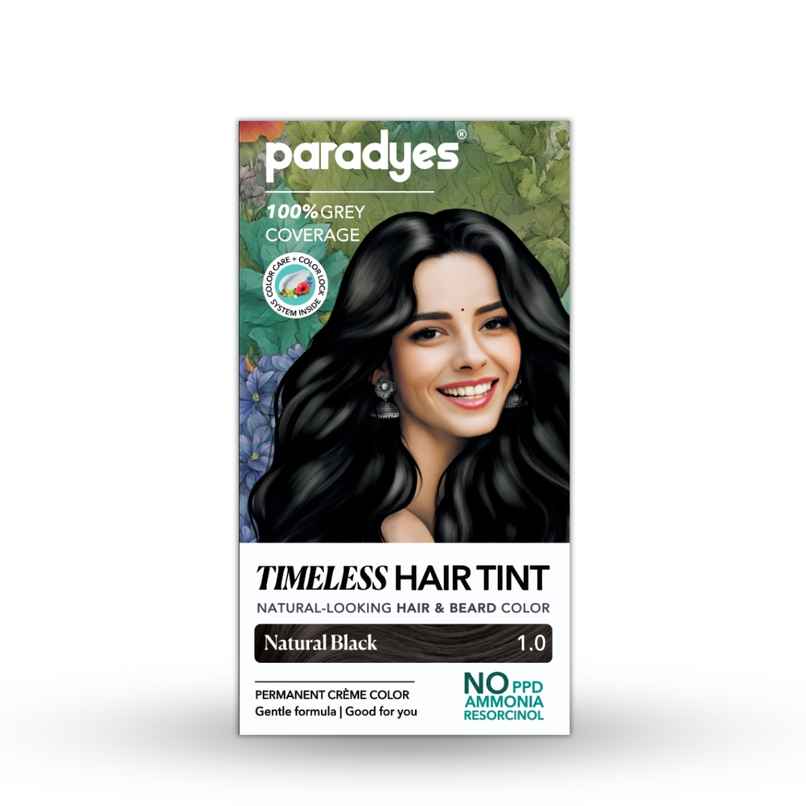 Paradyes Natural Black Timeless Hair Tint, Permanent Crème Hair Colour - 1.0 Natural Black