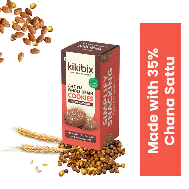Kikibix Sattu Almond Healthy Cookies | No Refined sugar | No Palm Oil