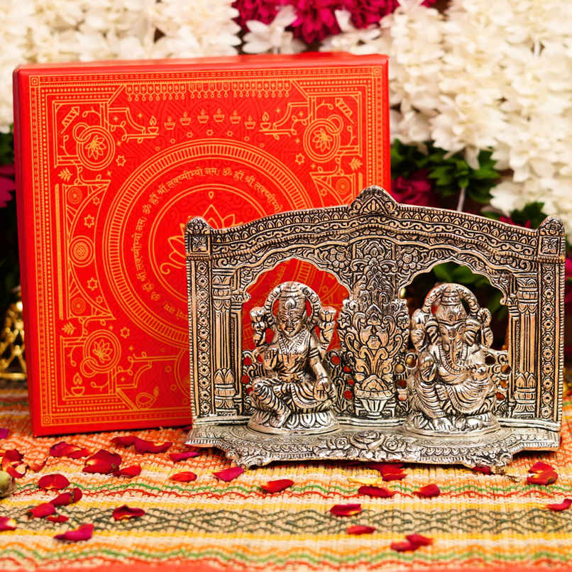 ServDharm Silver Plated Lakshmi Ganesh | 6 Inch Idol