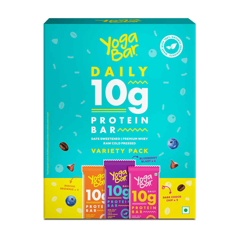Yogabar Variety Pack 10G Protein Bars [Pack Of 6], Protein Blend & Premium Whey