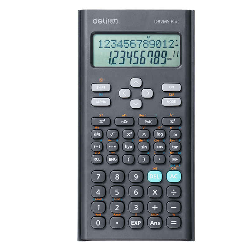Deli ED-82MS -12 Digit Calculator, Dual Power, Scientific Calculator, Grey