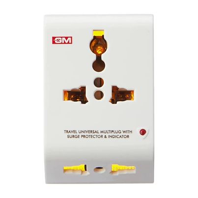 GM 3011 2 Pin Travel Universal Multi-Plug with Surge Protector & Indicator