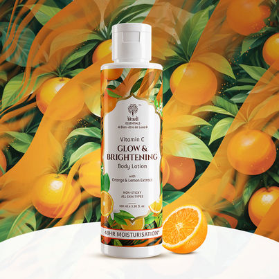 Khadi Essentials Vitamin C Glow & Brightening Body Lotion With Lemon & Orange Extract