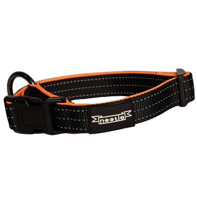 Nootie Plush Padded Collar Black Color With Orange | 32 Mm - XL - For Giant Dogs