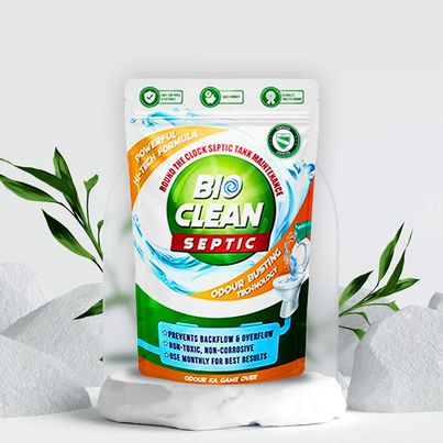 Bioclean Septic Tank Cleaner Powder Odour Remover | Prevents Backflow and Overflow