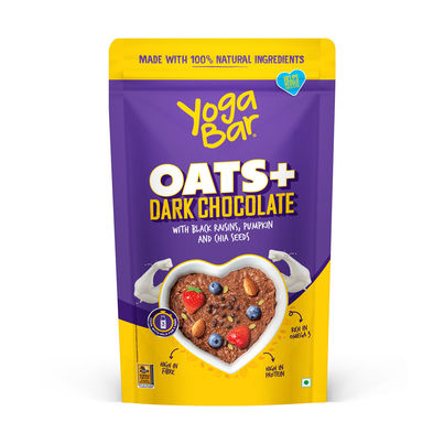 Yogabar Dark Chocolate Oatmeal 400g Breakfast Cereal Gluten Free Oats High in Protein & Gluten-Free