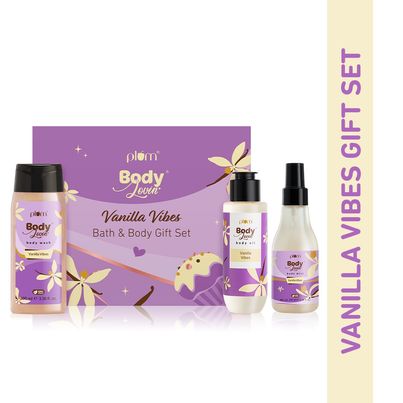 Plum Bodylovin' Vanilla Vibes Bath & Body Gift Set With Body Wash, Body Mist & Body Oil
