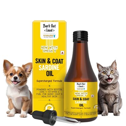 Bark Out Loud - Sardine Oil | Skin & Coat Supplement for Dogs & Cats | 3 & 6, Vitamin E, Fish Oil