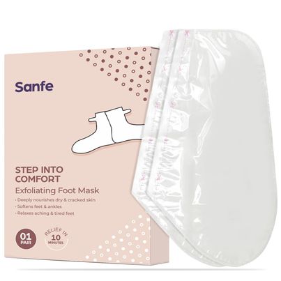 Sanfe Exfoliating Foot Mask | Exfoliates, Hydrates | Removes Dry Skin, Hard Calluses | 1 Pair