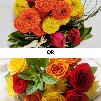 Assorted Pooja Flower + Green Mix