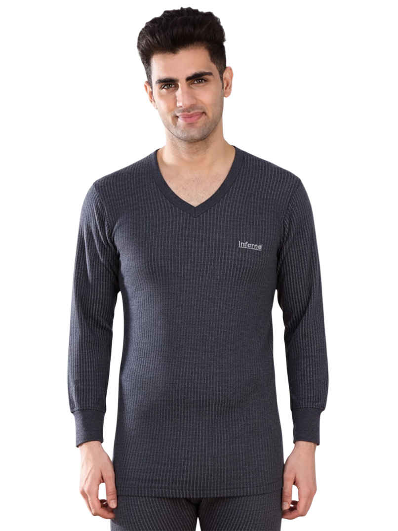 Lux Inferno V-Neck Thermal Top For Men - Charcoal - 95 | XL