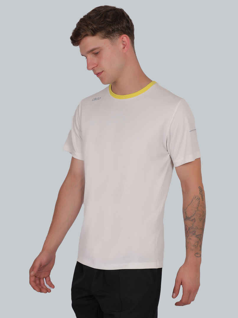Dida Men's Sports T-shirt | Regular Comfortable Stretchable Dry-Fit | White - XL