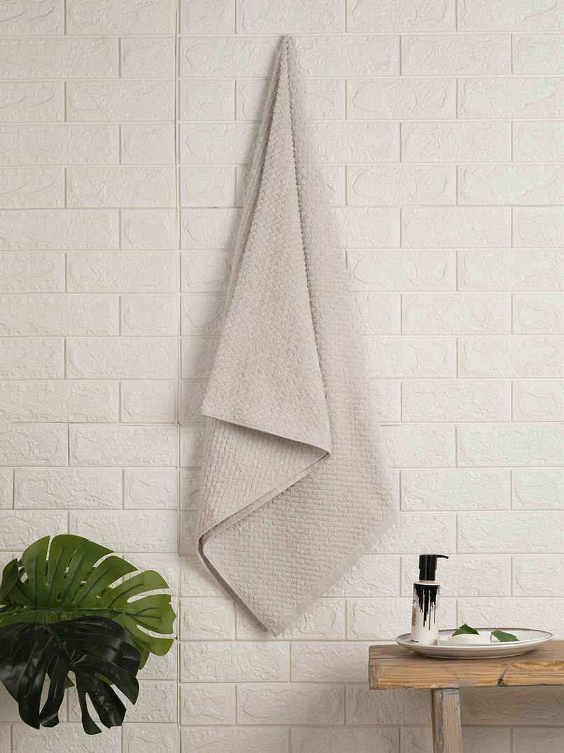 Spaces Pure Cotton High Absorbent Light Grey Bath Towel | 448 GSM | For Men And Women Spaces Pure Cotton High Absorbent Light Grey Bath Towel | 448 GSM | For Men And Women