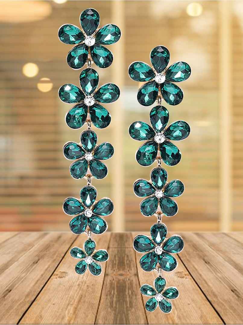 Youbella Swiss Zircon Earings Fashion Earrings For Girls And Women (Green)(Ybear - 32184)