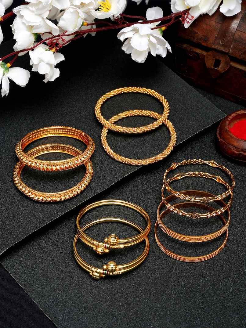 Youbella Stylish Traditional Jewellery Gold Plated Bangle Set For Women (Golden)(Ybbn - 91144 - 2.4)