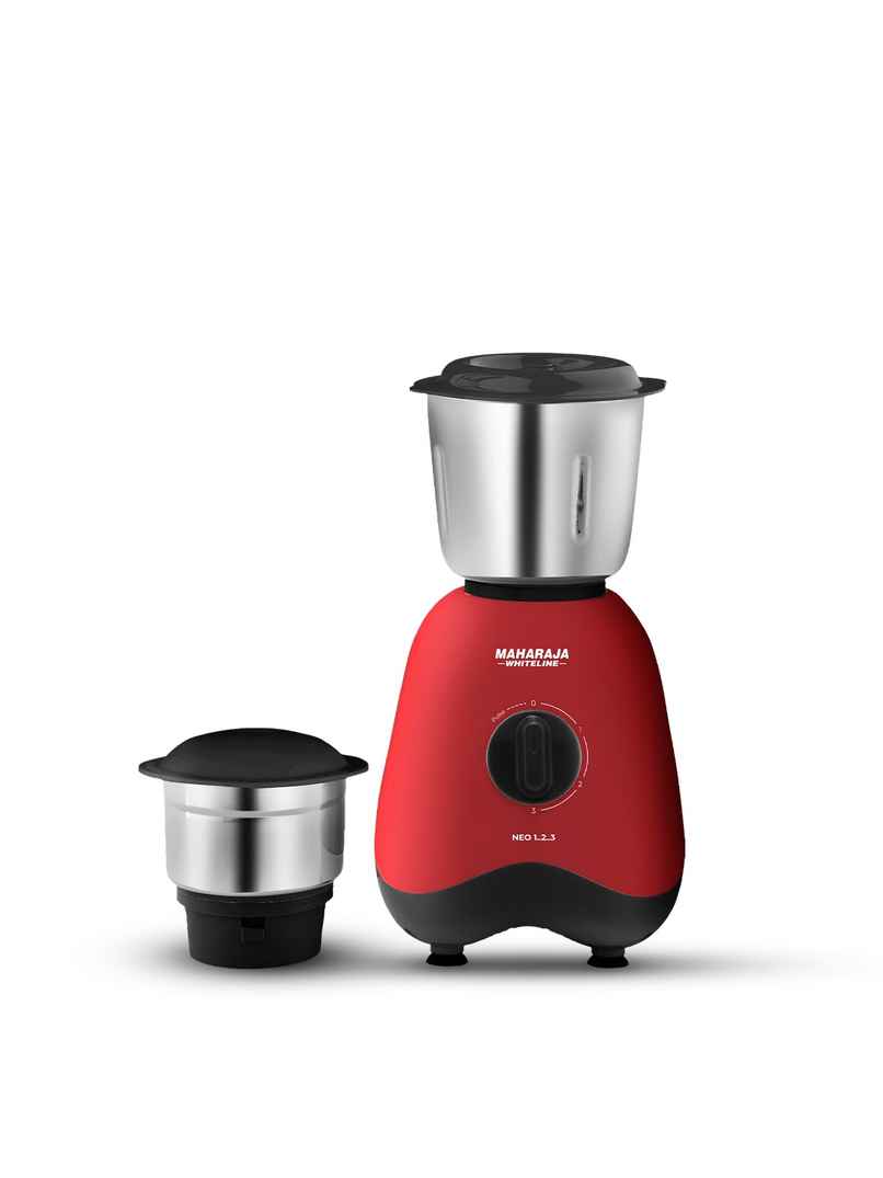 Maharaja Whiteline Neo 1..2..3 Mixer Grinder | 500 W | 2 Jars - Black & Red