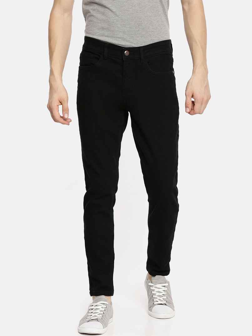 The Indian Garage Co Slim Fit Solid Casual Jeans | Black - 36