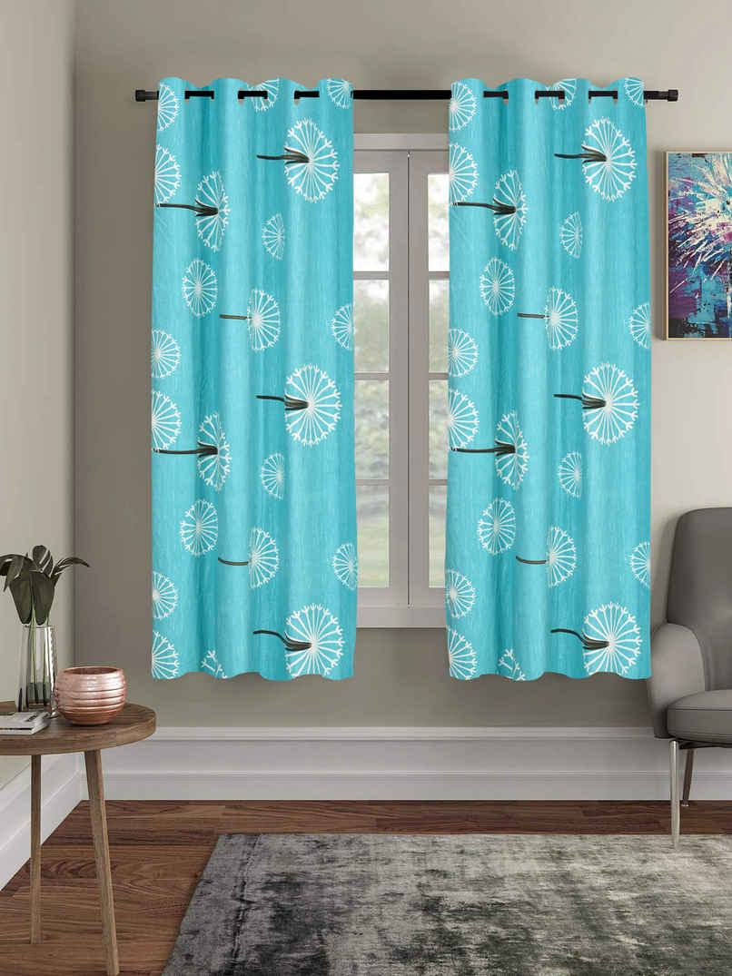 BAY6 Polyester Window Curtains - Set of 2 - Windows (5x4 ft) - Light Blue