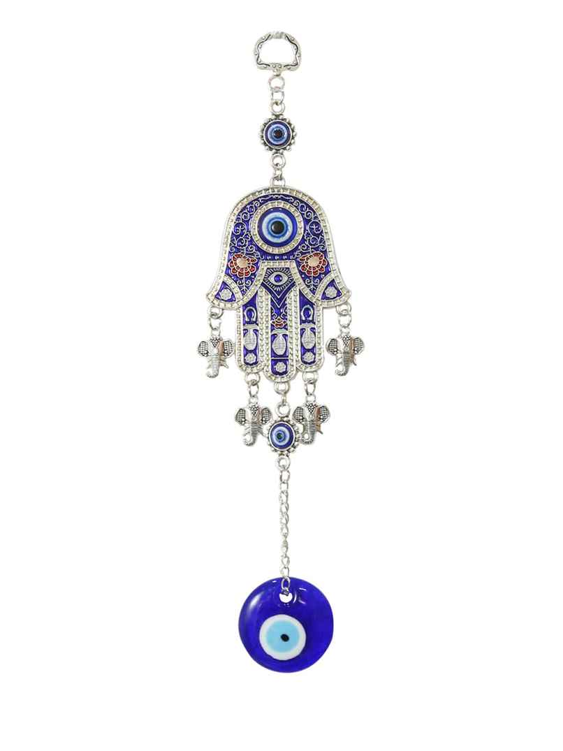 TIED RIBBONS Hamsa Palm Evil Eye Wall Hanging | Dark Blue
