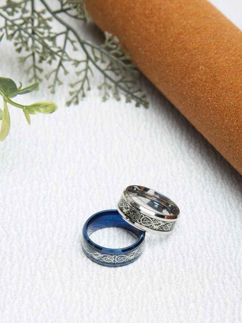 YouBella Boys/Men's Silver Plated Stainless Steel Ring Jewellery Combo (YBRG - 20113)