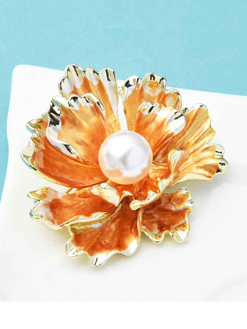 Youbella Crystal Unisex Floral Brooch For Wedding/Party For Women/Girls/Men(Yellow)(Yb - Brooch - 140)