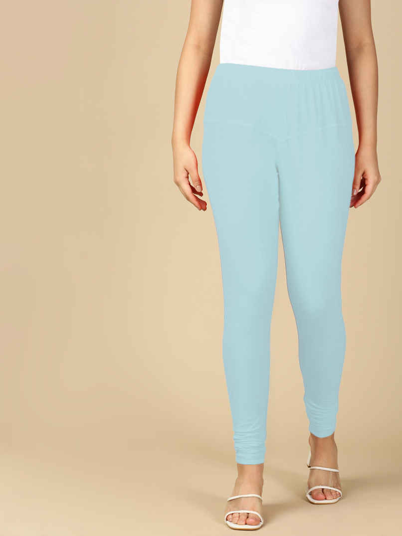 PYNK By Lux Cozi Women Ultra Soft 360 Stretch Premium Cotton Churidar Leggings|Sky Blue|Free Size