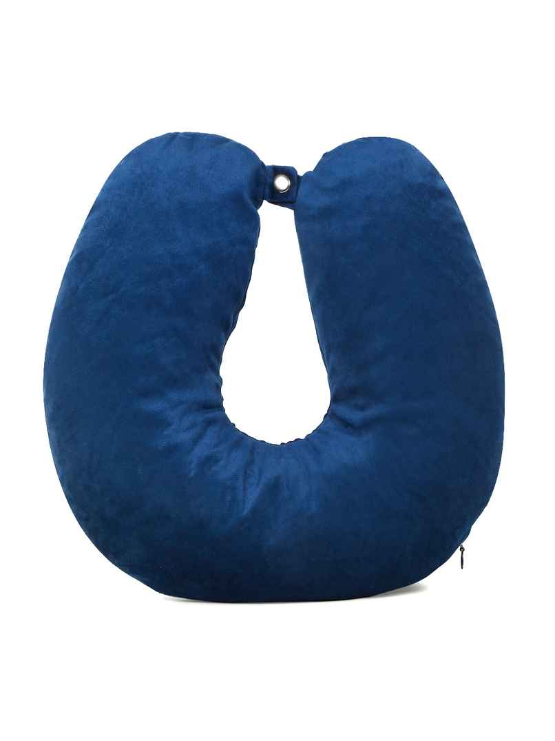 Teakwood Unisex Solid Polycotton Neck Pillow | Blue - Free Size Teakwood Unisex Solid Polycotton Neck Pillow | Blue - Free Size