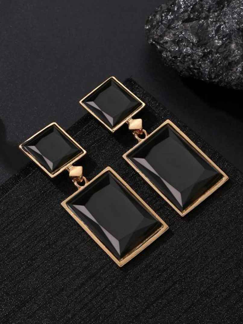 Youbella Jewellery Girls And Women'S Gold Plated Crystal Handmade Earrings (Black)(Ybear - 32842)