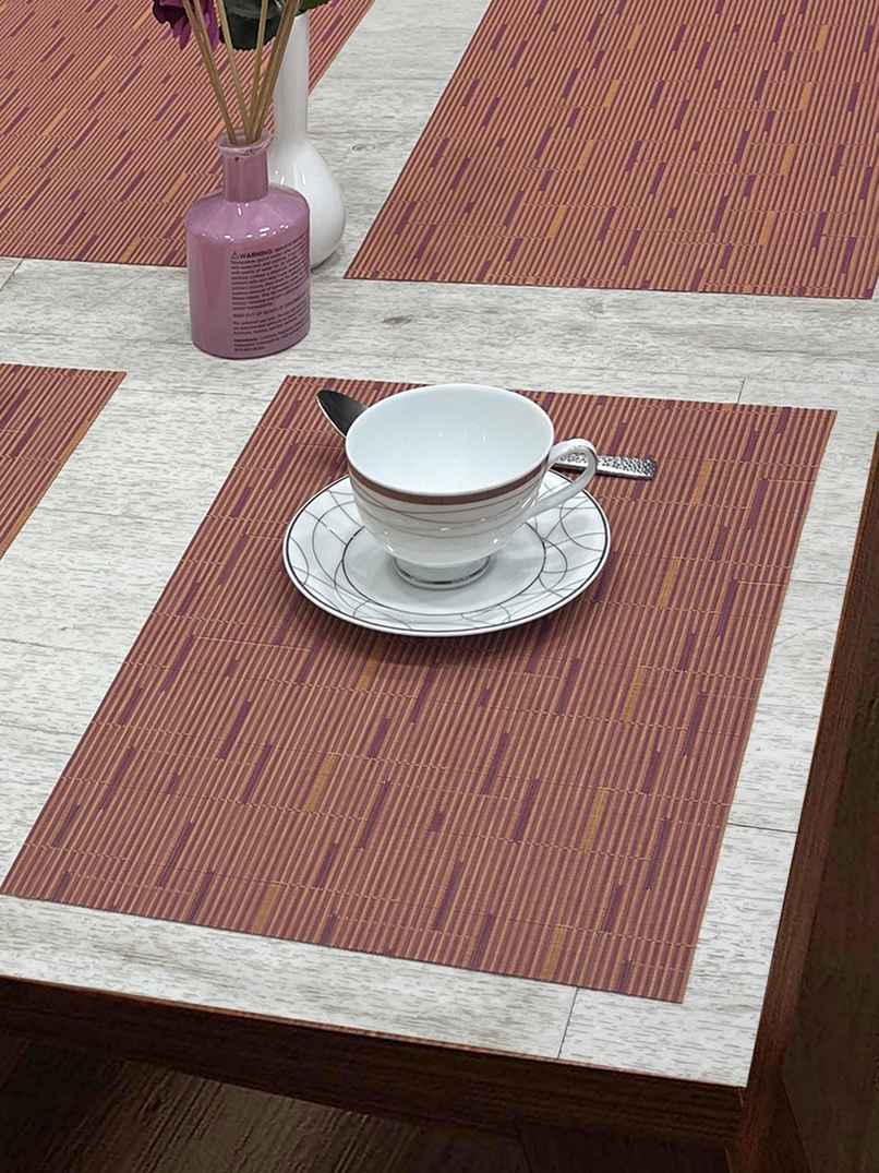 Bianca Premium Woven Pvc Placemat For Dining Table 6pc 12 x 18 Set | Alpine-Rust