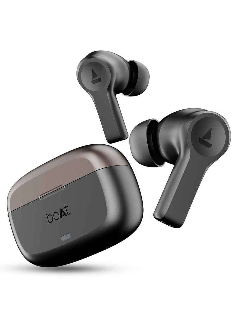 boAt Airdopes Flex 454 ANC TWS Earbuds with mic, 60HRS Battery, ANC(32dB), App Support, 4Mics ENx, Fast Charge, Dual Pairing, IPX5, v5.2 Bluetooth Earbuds - Gunmetal Black
