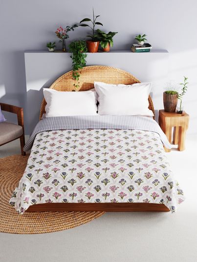 Bianca Extremely Soft 100% Muslin Cotton Dohar Pure Cotton Double Size | Mezzo Floral-Grey/Multi Bianca Extremely Soft 100% Muslin Cotton Dohar Pure Cotton Double Size | Mezzo Floral-Grey/Multi