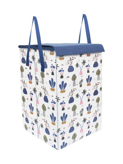 PrettyKrafts 75 L Folding Laundry Hamper | Clothes Basket with Lid & Carry Handles | White - Large
