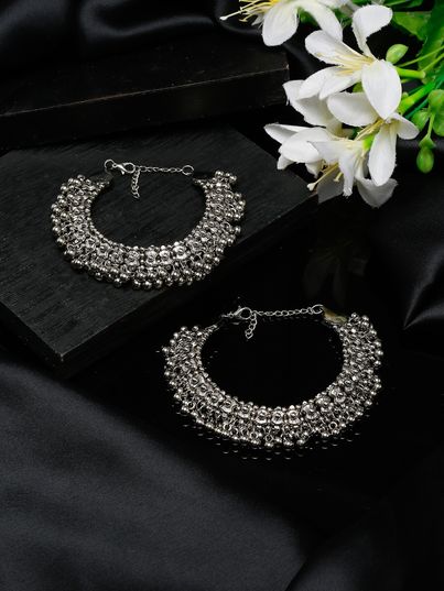 Youbella Jewellery German Tribal Stylish Handmade Anklets For Girls And Women (Silver)(Ybank - 60026)