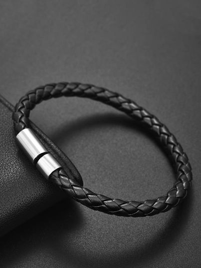 YouBella Bracelets for Men and Boys Black Leather Bracelet (YBBN - 92147)