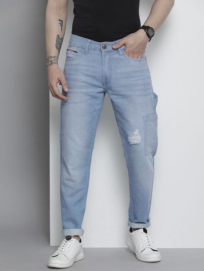 The Indian Garage Co Men's Distress Street Jeans | G-161| Blue - 32 The Indian Garage Co Men's Distress Street Jeans | G-161| Blue - 32