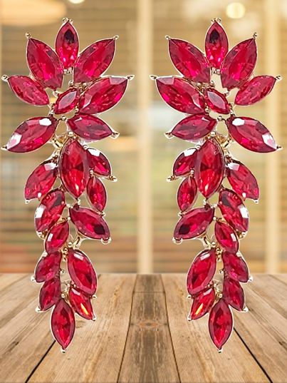 Youbella Jewellery Earrings For Women Crystal Earrings For Girls And Women (Red)(Ybear - 32431)