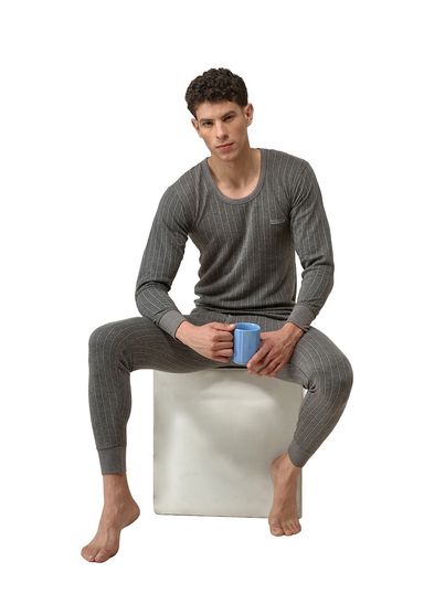 Lux Inferno Thermal Top And Bottom Set For Men | Charcoal | 80 | S